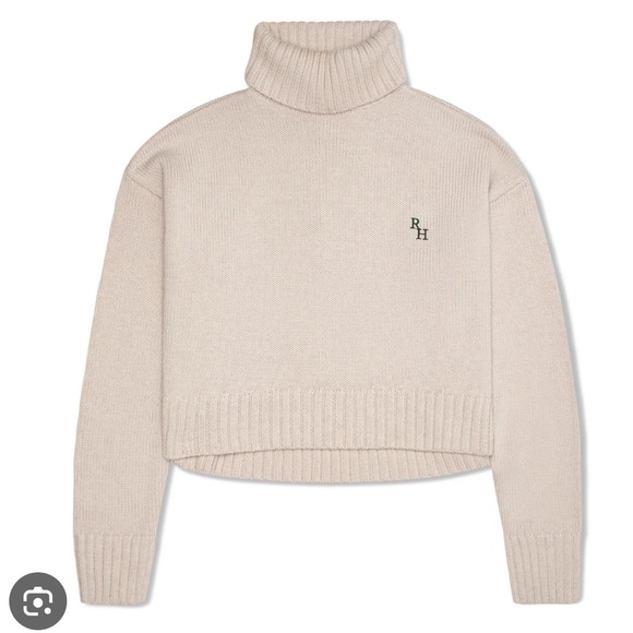 RECREATIONAL HABITS Athos Cropped Turtleneck Sweater in Oatmeal New With Tags! - Picture 4 of 11